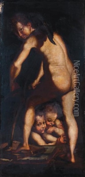 Cupidon Fabriquant Son Arc Oil Painting -  Parmigianino