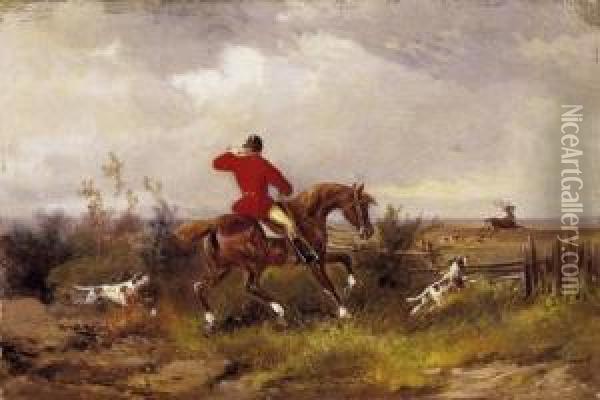 Deer Hunting Oil Painting - Alfred Steinacker