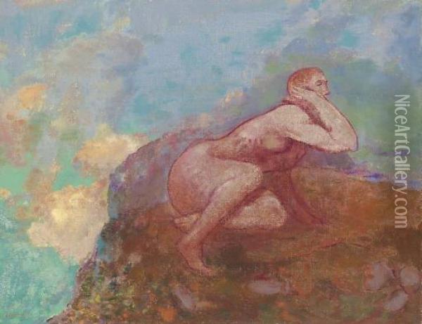 Femme Nue Au Rocher Oil Painting - Odilon Redon