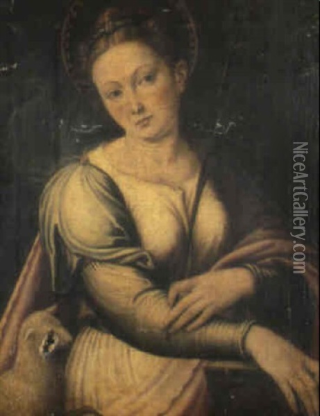 St. Agnes Oil Painting - Innocenzo di Pietro (da Imola) Francucci