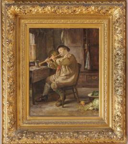 The Flute Player Oil Painting - Francis Sydney Muschamp