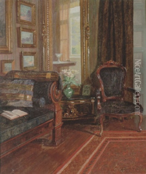 Interior Fra Et Hjorne Af Stuen I Et Kunstnerhjem Oil Painting - Robert Panitzsch