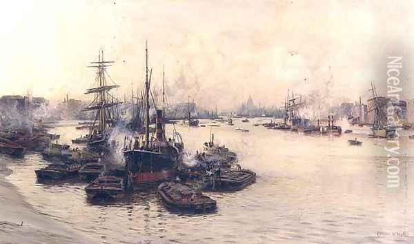The Port of London Oil Painting - Charles William Wyllie