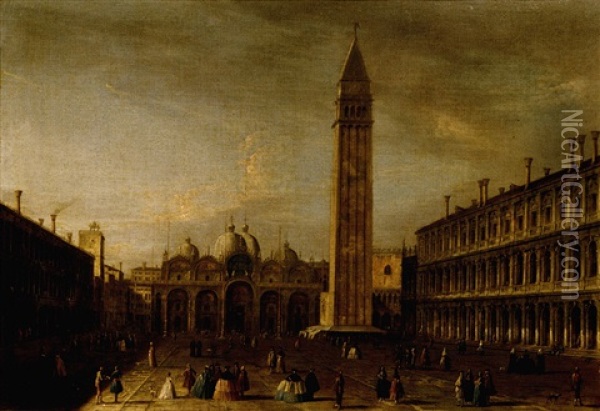 Venice, The Piazza San Marco Oil Painting -  Master of the Langmatt Foundation Views