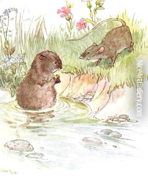 'Called on Squire Water Rat, old friend of the family', illustration from 'The Mischievious Mousie Book' Oil Painting - Anne Anderson