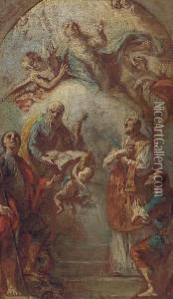 The Assumption Of The Virgin With Attendant Saints Oil Painting - Carlo Innocenzo Carloni