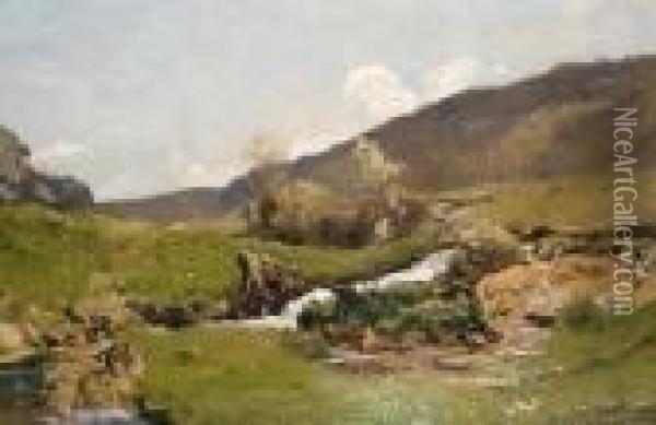 Ruisseau Dans La Vallee Oil Painting - Louis Alexandre Cabie