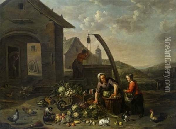 Gemusehandlerin Oil Painting - Abraham Willemsens