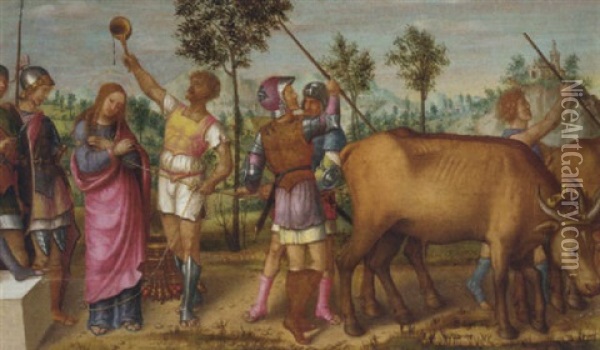 The Martyrdom Of Saint Lucy Oil Painting - Pietro Paolo Agabiti
