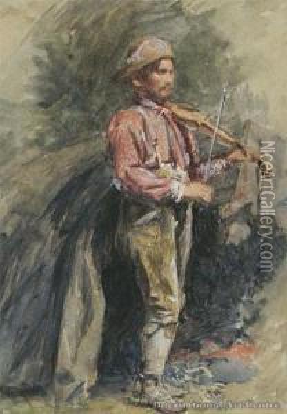 The Violinist Oil Painting - Petrus van der Velden
