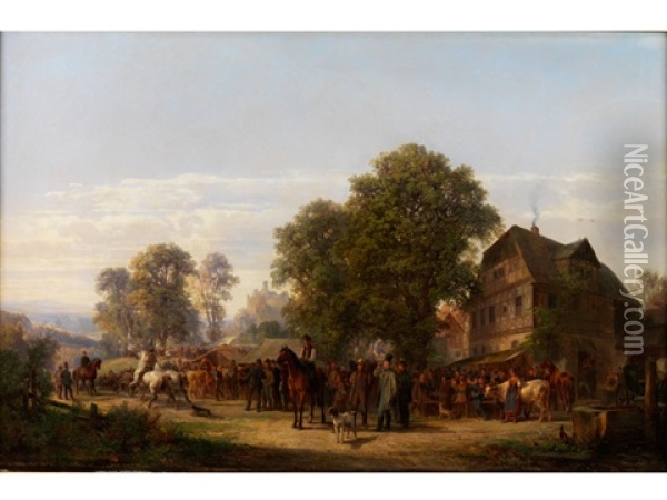 Auf Dem Pferdemarkt Oil Painting - Bernhard Muehlig