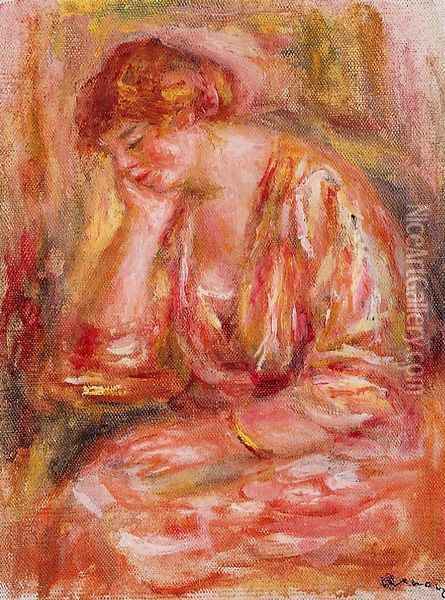 Woman Leaning On Her Elbow Oil Painting - Pierre Auguste Renoir