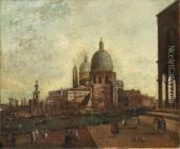 Santa Maria Dellla Salute And The Punta Della Dogana, Venice, From The South West Oil Painting - Giacomo Guardi