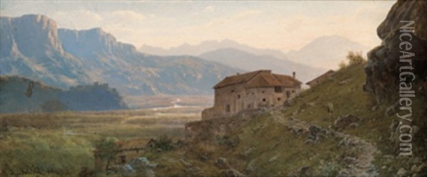 Motiv Aus Sudtirol Oil Painting - Josef von Schloegl