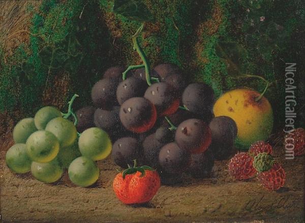 Grapes, Strawberries, Raspberries And Other Fruit Oil Painting - Oliver Clare