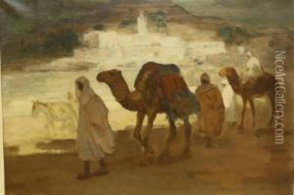 Arabieren Met Kamelen Oil Painting - Fedor Van Kregten