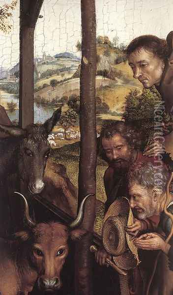 Nativity (detail) c. 1480 Oil Painting - Martin Schongauer