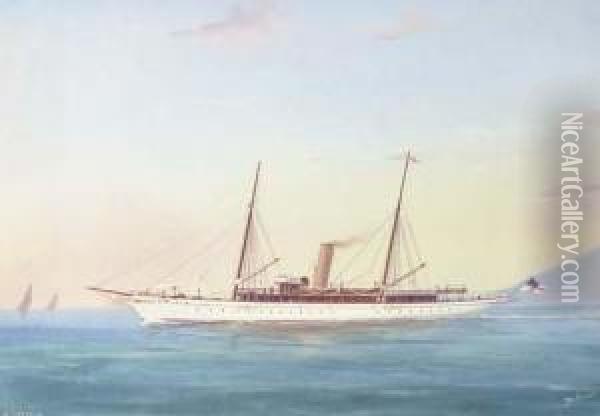The Royal Yacht Squadron Steam Yacht Catania Oil Painting - Atributed To A. De Simone