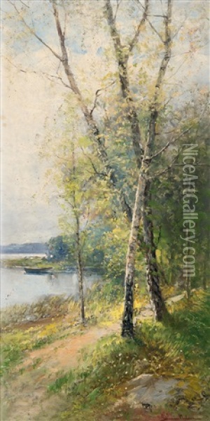 Birch Trees In Early Summer Oil Painting - Johan Severin Nilsson