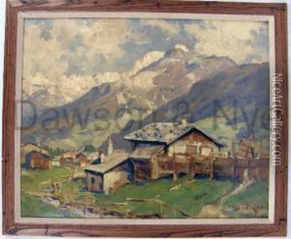 An Alpine Landscape Oil Painting - Max Merker