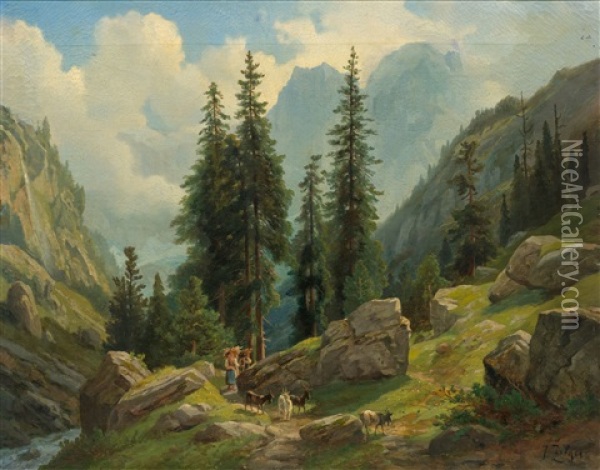 Mountain Landscape Oil Painting - Jakob Joseph Zelger
