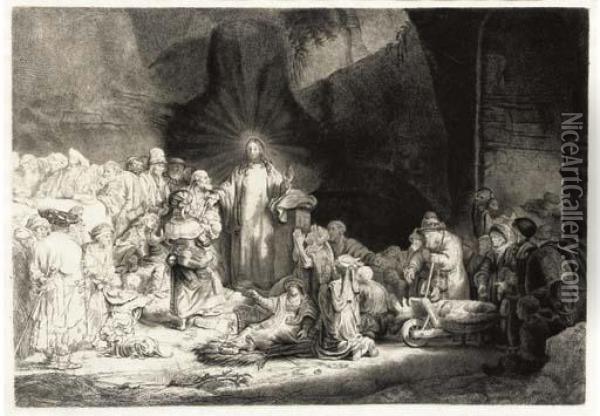 Christ Healing The Sick, 'the Hundred Guilder Print' (b., Holl. 68; H. 124) Oil Painting - Rembrandt Van Rijn