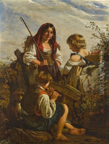 Rustic Music Oil Painting - William Underhill