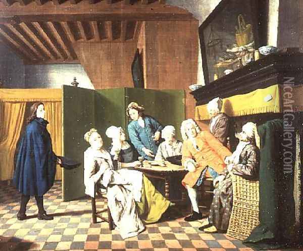 The Doctors Visits A Dutch Proverb The Doctor Inspects the General Health of His Patient Oil Painting - Jan Josef, the Elder Horemans