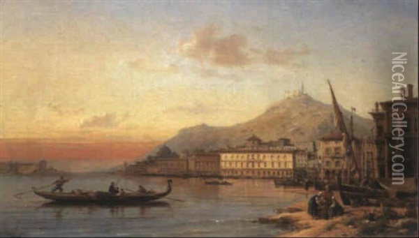 Scene De Port Mediterraneen Oil Painting - Charles Euphrasie Kuwasseg