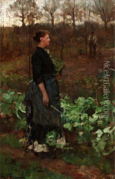 The Cabbage Garden Oil Painting - John Robertson Reid