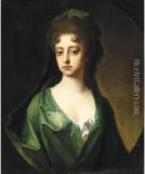 Portrait Of A Lady, Said To Be Lady Harvey Oil Painting - William Wissing or Wissmig