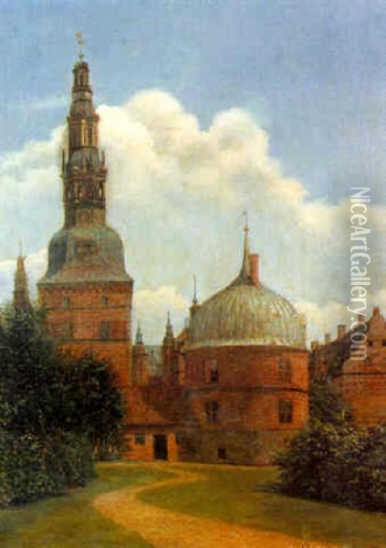 Fra Frederiksborg Slot Oil Painting - Adolf Heinrich Claus Hansen
