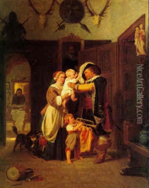 The Homecoming Oil Painting - August Friedrich Siegert