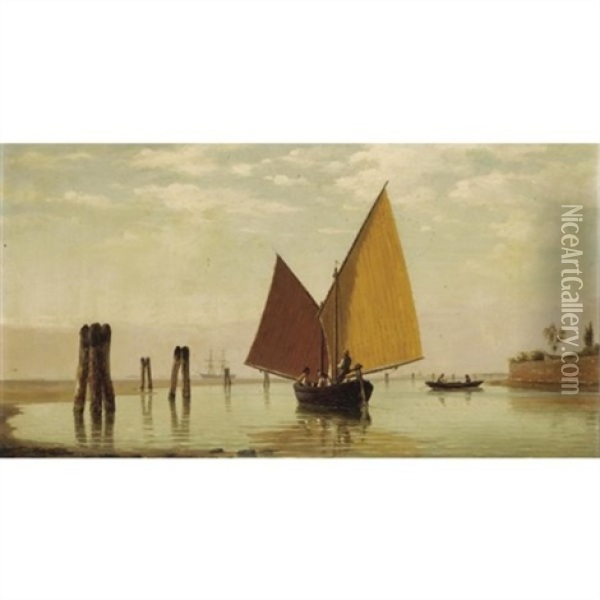 Shipping Scene, Venice Oil Painting - Pietro Galter