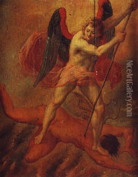 L'archange De Saint Michel Combatant Le Demon Oil Painting - Jacob De Backer