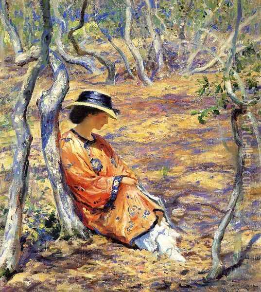 In the Oak Grove 1919 Oil Painting - Guy Rose
