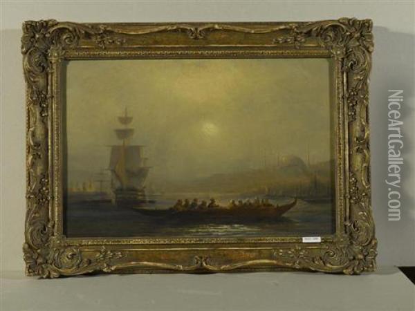 Schiffe Am Bosporus Mit Der Hagia Sophia Im Hintergrund. Oil Painting - Ivan Konstantinovich Aivazovsky