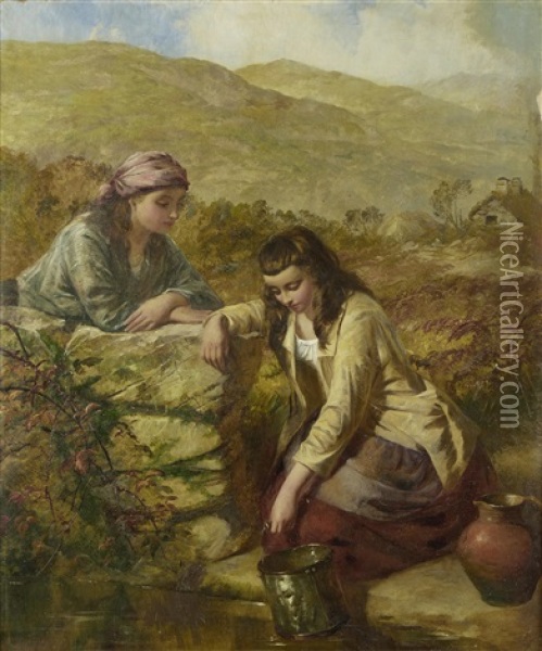 Collecting Water Oil Painting - Edward John Cobbett