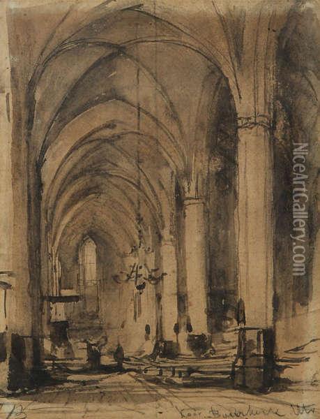 'koor Buurkerk' Oil Painting - Johannes Bosboom