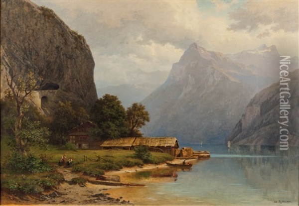 Am Vierwaldstattersee Oil Painting - Niklaus von Pfyffer