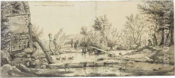 View Of A Watermill Near Maastricht Oil Painting - Valentin Klotz