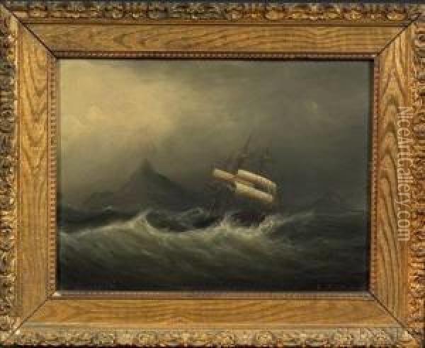 Ship In A Gale Off Cape Horn. Oil Painting - Clement Drew