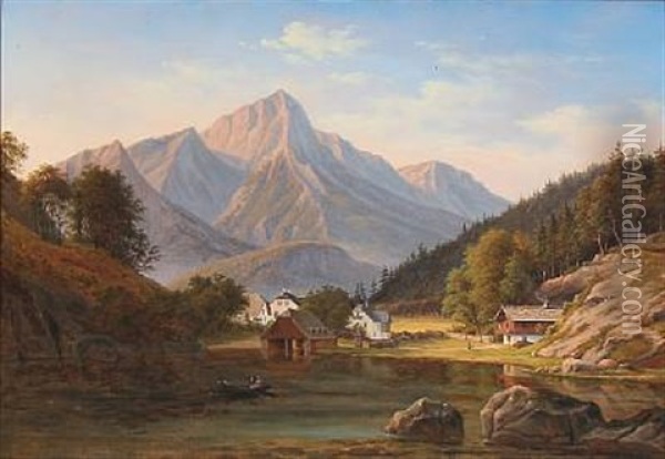 Konigssee Oil Painting - Frederik Christian Jacobsen Kiaerskou