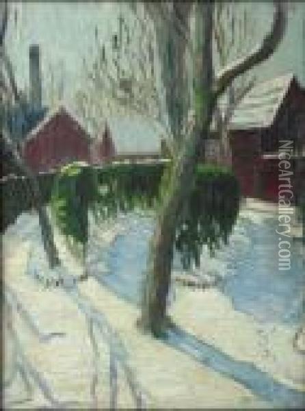 Paysage De Neige, Le Village Oil Painting - Nils Kreuger