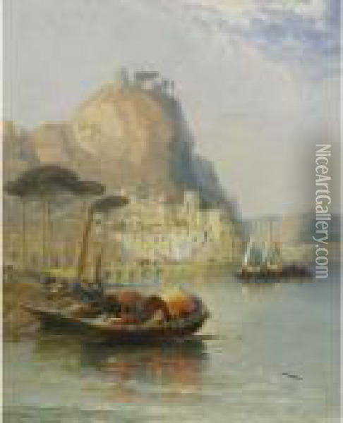 Amalfi - Gulf Of Salerno Oil Painting - Arthur Joseph Meadows