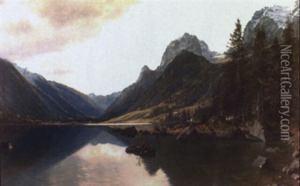 Paisaje De Montana Con Ro Oil Painting - Hans Christian Fischer