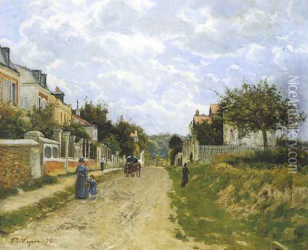 Entrance to a Village Oil Painting - Victor-Alfred-Paul Vignon