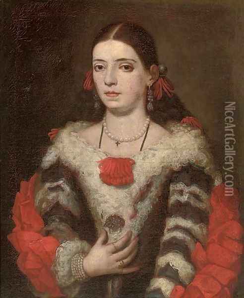 Portrait of a lady Oil Painting - Juan Carreno De Miranda