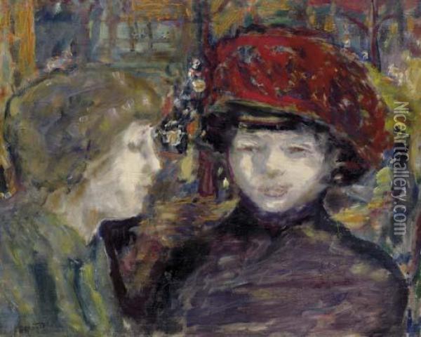 Dans La Rue, Deux Figures Oil Painting - Pierre Bonnard