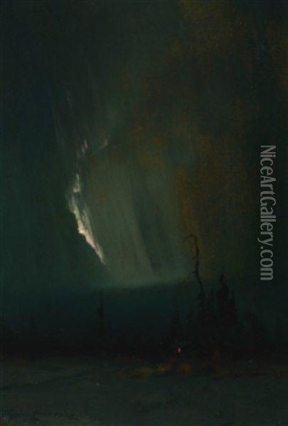Northern Lights Of Alaska Oil Painting - Sydney Mortimer Laurence